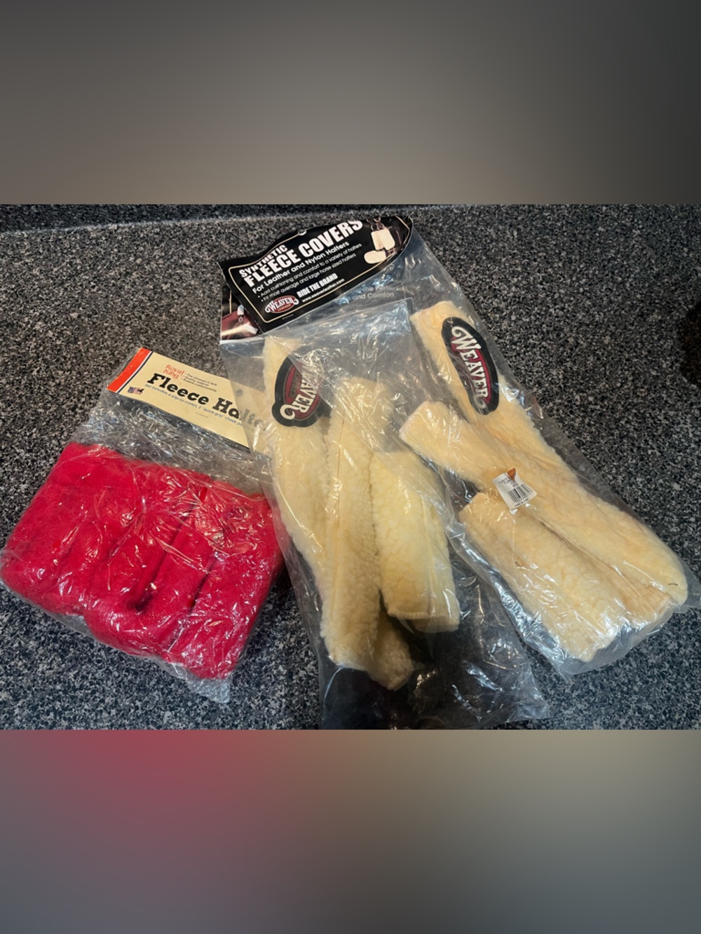 Weavers Red and Cream Fleece Halter Set of 3 for a Standard Horse - Picture 3 of 5